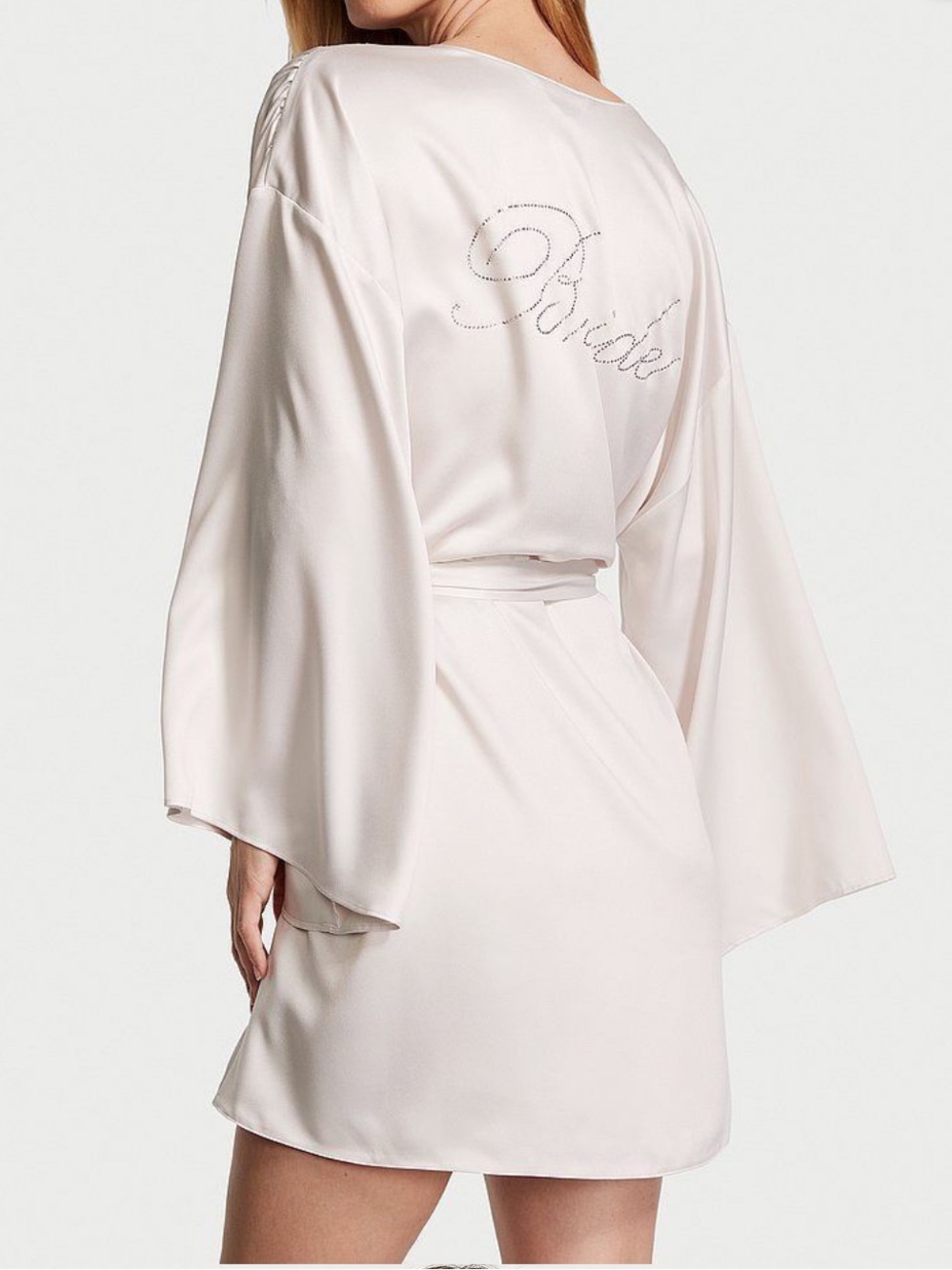 Victoria's Secret NWT BrideEmbellished Satin Short Robe Size XS/S